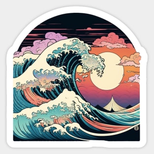 The Great Wave Off Kanagawa, Hokusai Japanese Art Style Ocean Sticker